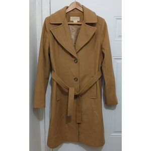 Michael kors womens small wool cashmere coat camel brown Cognac